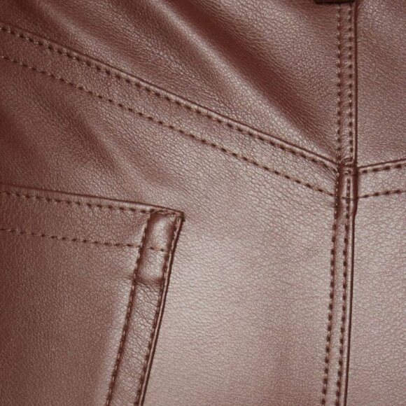 Gisele Straight Leg Faux Leather Pants in Brown French Roast - Picture 4 of 4